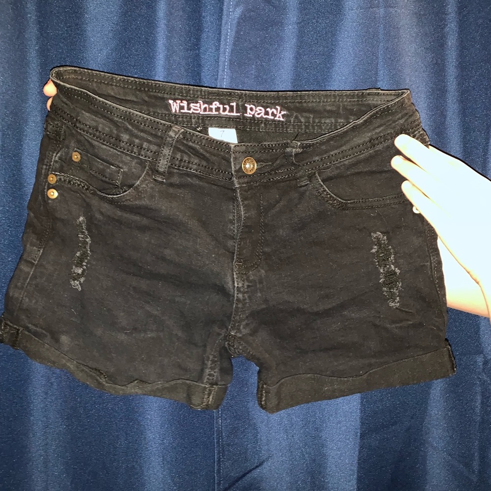 black jean shorts